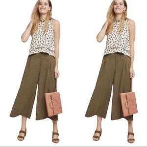 ANTHROPOLOGIE WIDE LEG GREEN CROP PANTS